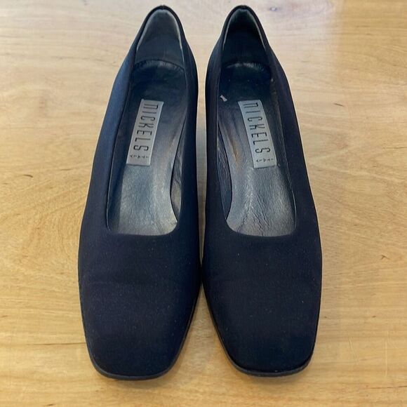 Nickels Italy Womens Square Toe Suede Block Heel Slip-on Pumps Black Size 7.5 - Picture 6 of 11